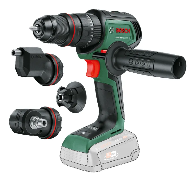 BOSCH AdvancedImpact 18V-80 QuickSnap -iskuporakone ja ruuvinväännin, musta, vihreä