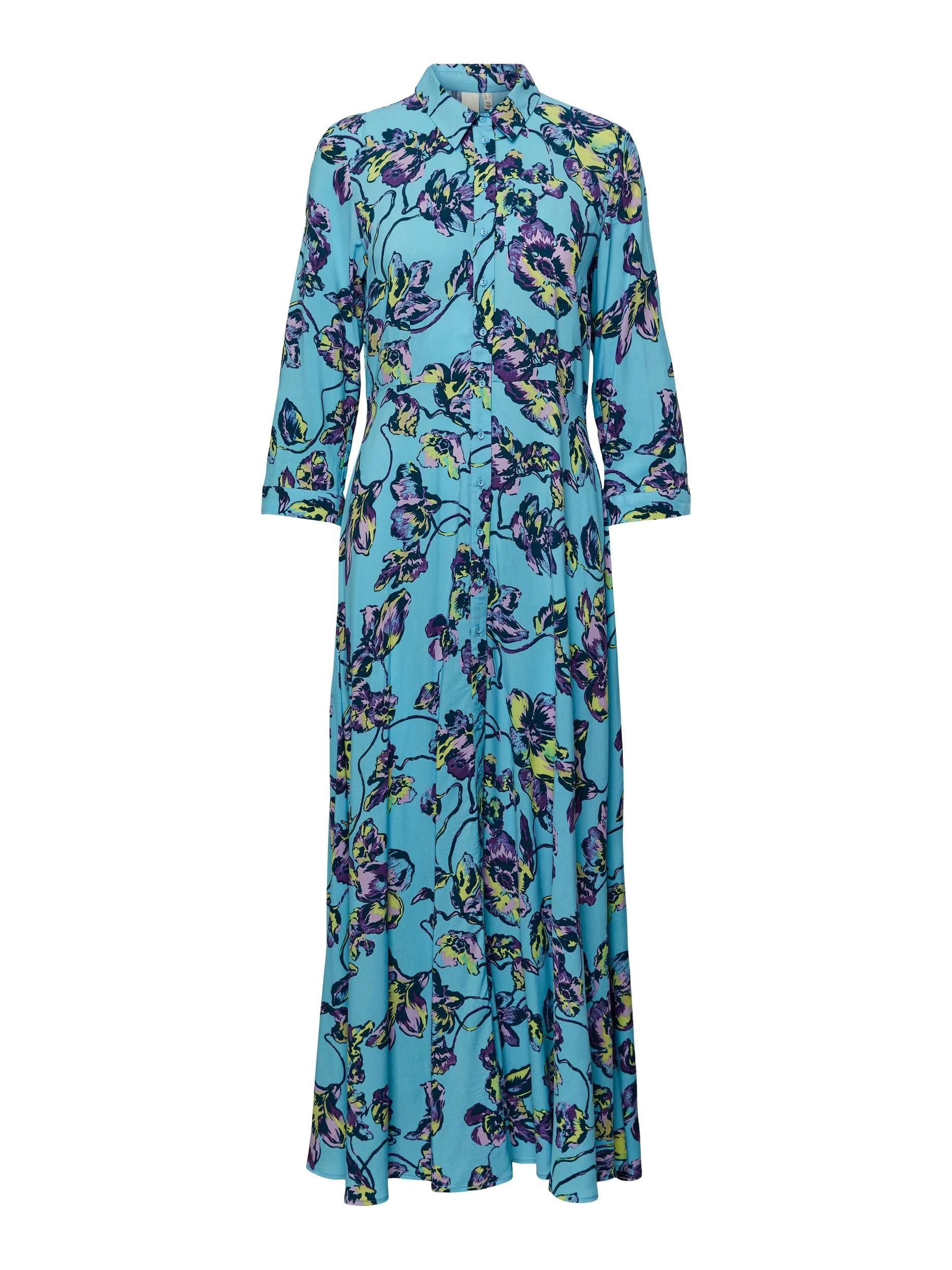 Y.A.S YASSAVANNA LONG SHIRT DRESS Kuosivaaleansininen