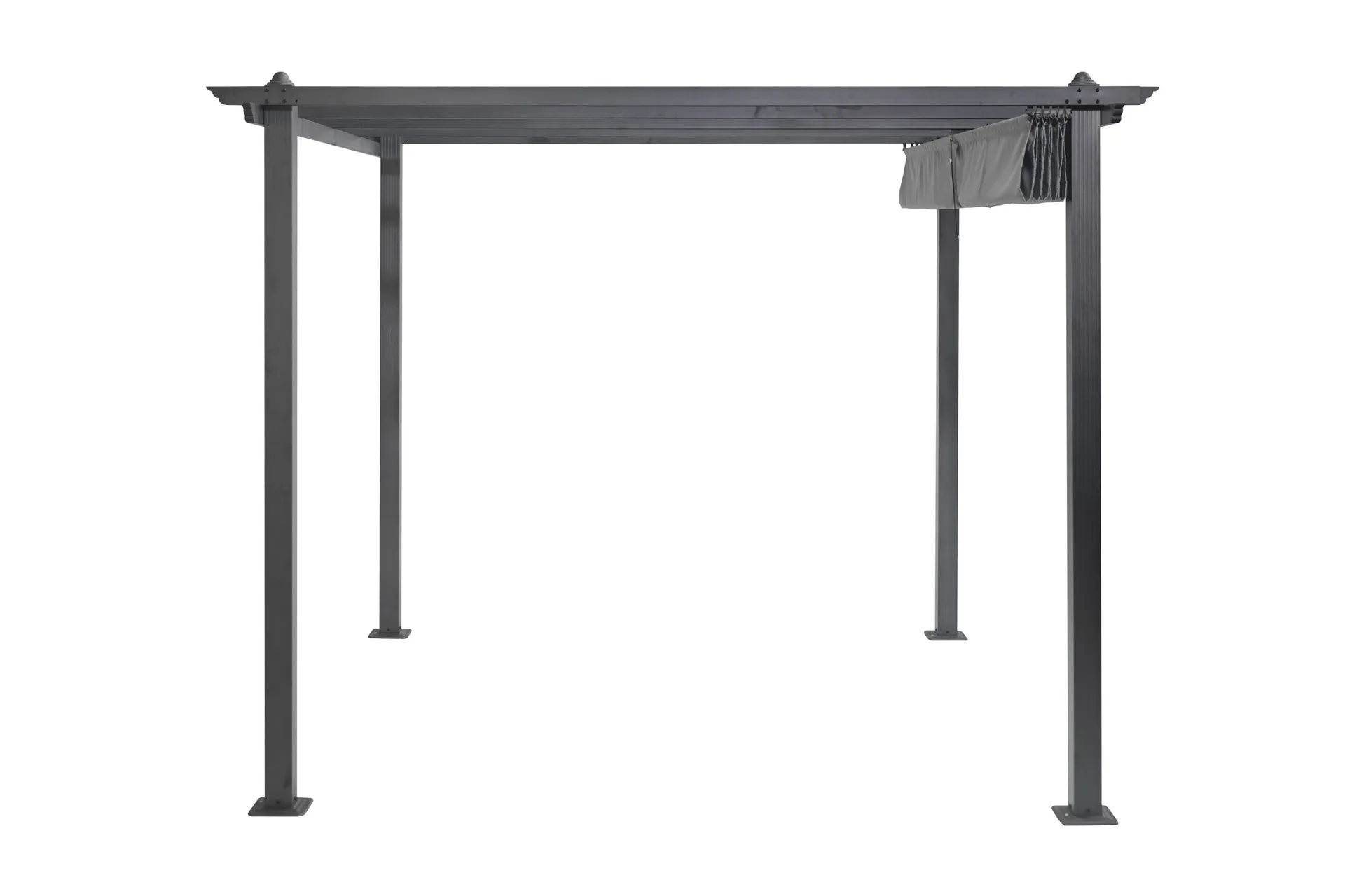Porto-pergola 3x3 m alumiinia, katto aurinkosuojaksi - Tummanharmaa